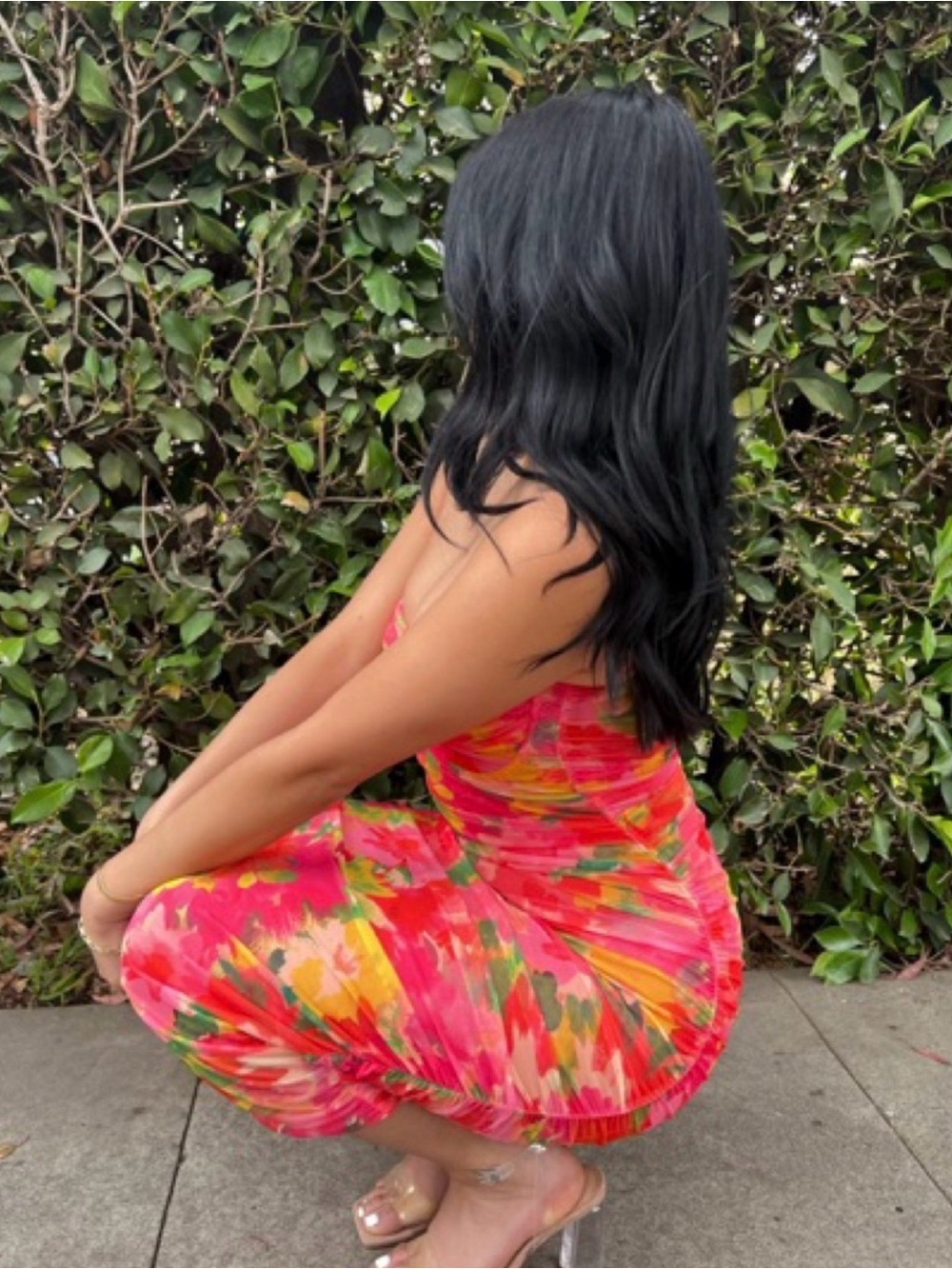Zara floral runched Strapless Maxi Dress